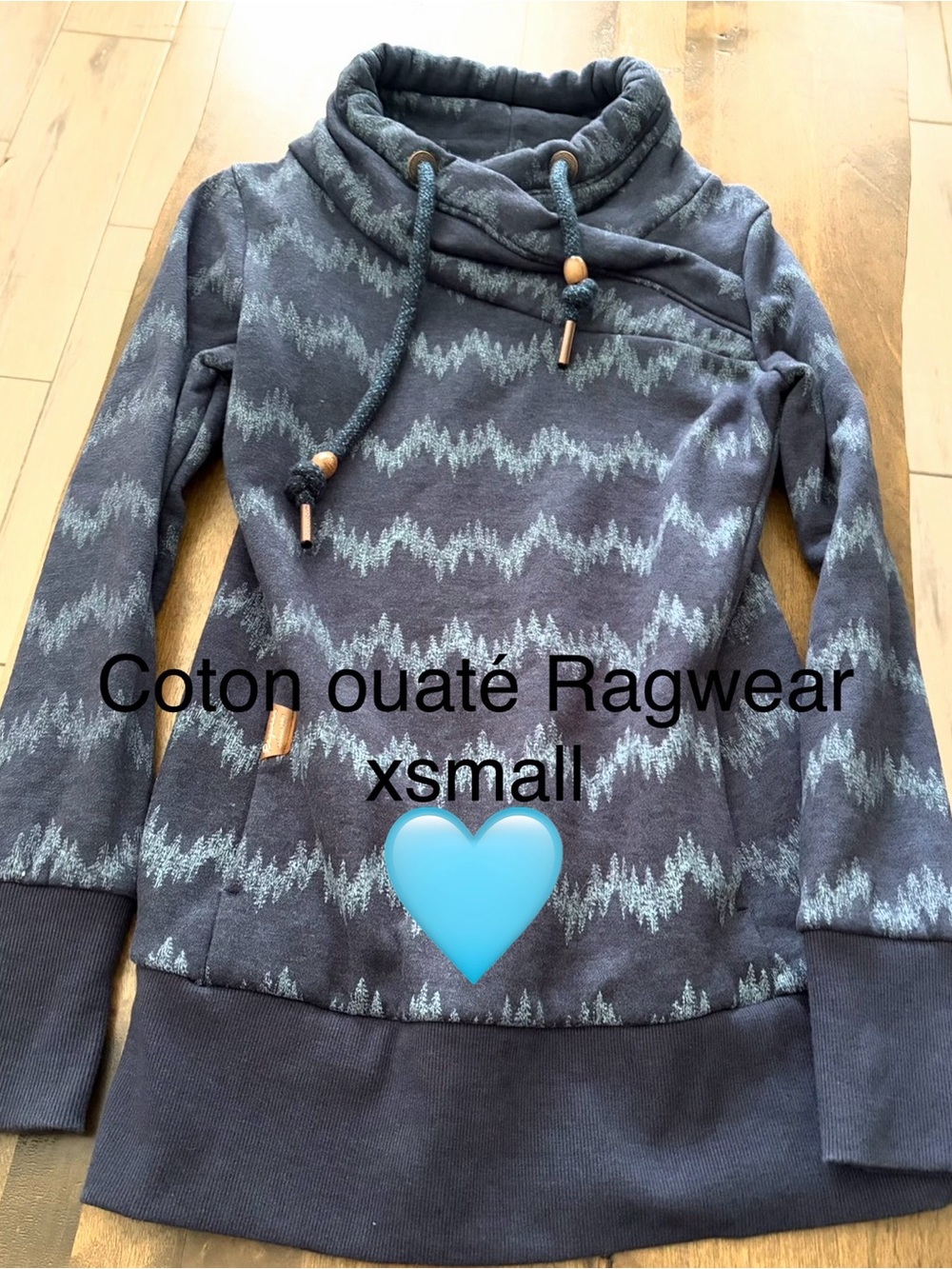 Women’s Navy Patterned Funnel Neck Sweater - XS